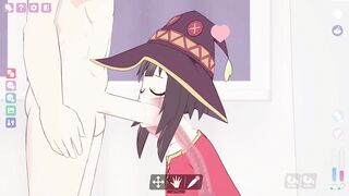 Lust's Cupid, a 2D sex simulation game Megumin cosplay with super deep blowjobs