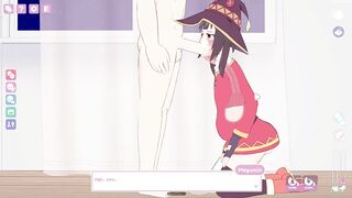 Lust's Cupid, a 2D sex simulation game Megumin cosplay with super deep blowjobs