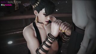 Goth Chun-Li Blowjob with cum on her titrs (Street Fighter 3d animation with sound)