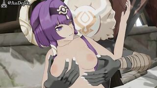 Candace Genshin Impact Sex with Hilichurls Hentai Outside Camp Big Boobs Cumshot MMD 3D Purple Hair
