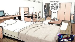 sexy student seduced her college friend and decided to ride his dick and eat his sperm