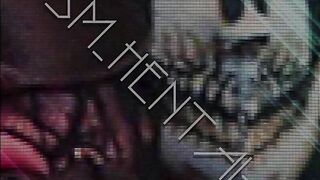 Masochist female orgasms by putting her weight on the crotch rope and anal hook...balls from pussy..