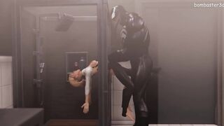 Spider Gwen was caught by Venom in the shower and got cum in pussy