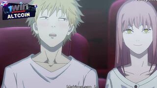 Makima gave Denji a long-awaited blowjob and swallowed his sperm in the cinema