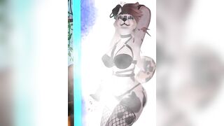 Sexy furry strip tease in the shower and dancing (Vr vtuber)
