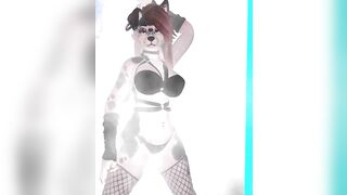 Sexy furry strip tease in the shower and dancing (Vr vtuber)
