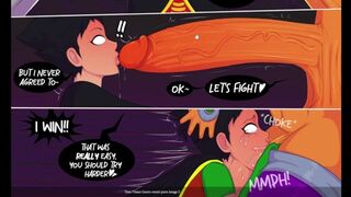 Teen Titan Comic Porn Robin get His Ass Fuck By Futanari Reven
