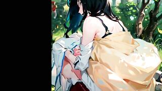 Girl pers Hentai pissing bathroom outside cartoon animation