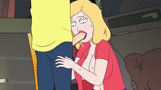 Beth sucks stepson's cock after wine