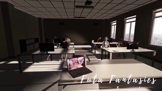 Futanari teacher fucking her futa student in the classroom in a 3d animation