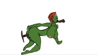 Busty orc milf gets fucked by 2 bbcs