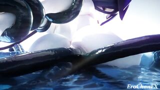 Clorinde gets her holes filled by 6 big slimy thingies