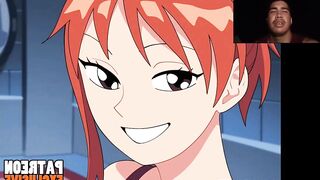 Nami seduces Luffy with her beautiful ass and takes away his treasure and something else, rating 10/