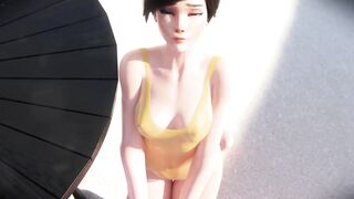 Overwatch 2 porn Tracer and widow on the beach 3D uncensored SFM hentai