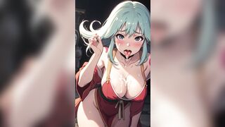 Ghiblish anime girls compilation, yoga pants, creampie, bukkake, blush, anime, big boobs