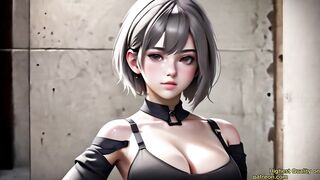2B Without Blindfold. 3D Anime. No Nude