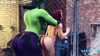 She-Hulk pounding Black Widow