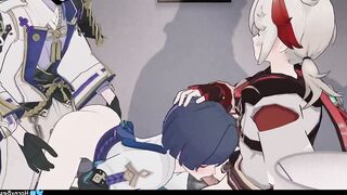 Blonde girl in black stockings gets fucked by her boyfriend Hentai Uncensored 1080p