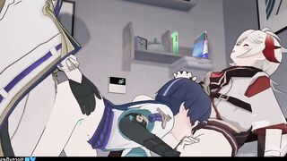 Blonde girl in black stockings gets fucked by her boyfriend Hentai Uncensored 1080p