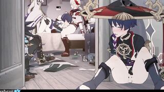 Blonde girl in black stockings gets fucked by her boyfriend Hentai Uncensored 1080p