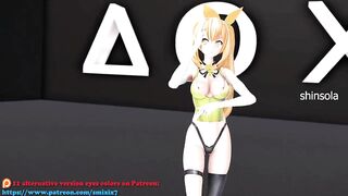 Souzetsu Gekkou, Mirai Akari, Virtual Youtuber - Hentai MDD Music dance video, 3d undressing, dark green eyes, color edi