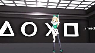 Souzetsu Gekkou, Mirai Akari, Virtual Youtuber - Hentai MDD Music dance video, 3d undressing, dark green eyes, color edi