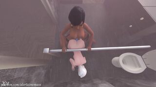 Pharah X Ashe anal dildo bathroom