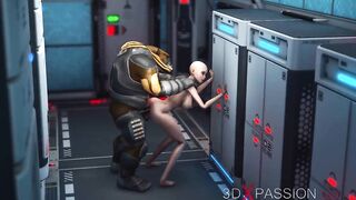 Super hot sexy girl has hard anal sex with alien monster