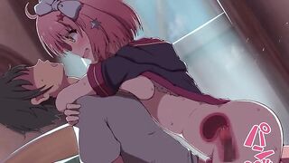 Hot anime girl is riding you until you impregnate her creampie hentai