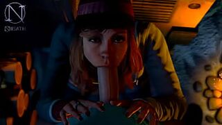 Ashley Brows sucking friends dick in the cold (Until Dawn parody by Niisath)