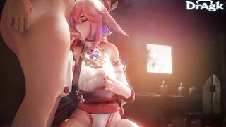 Yae Miko Sucking Cock Like a Porn Star Kissing the tip Genshin Impact BJ Sex Hentai Tongue Licking