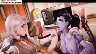 WIDOWMAKER DO AMAZING BLOWJOB FOR FUTANARI ASHE AND GETTING CUM ON FACE - HOTTEST OVERWATCH HENTAI