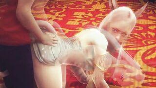 Miqo te final fantasy cosplay having sex with a man in new hentai gameplay
