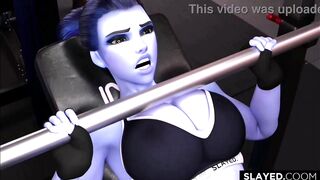 Widowmaker and heavy loads in the gym with BBC (Compilation) non-human & alien girl