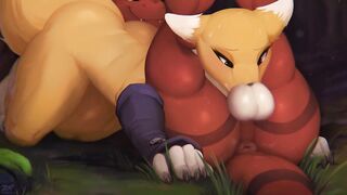 Renamon x Guilmon Pokemon Furry Yiff Hentai Animation by Zonkpunch