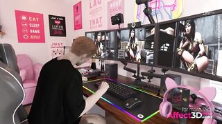 Futanari gamer fucking her favorite super in a 3D animated porn