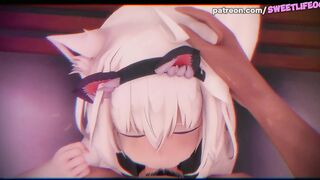 Virtual YouTuber - Shirakami Fubuki Enjoying Receiving Cream In Her Pussy!