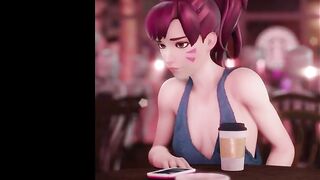 D.VA AND SOMBRA HAVE SOME FUN IN THE CAFE / OVERWATCH HENTAI STORY ANIMATION 60FPS