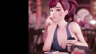 D.VA AND SOMBRA HAVE SOME FUN IN THE CAFE / OVERWATCH HENTAI STORY ANIMATION 60FPS