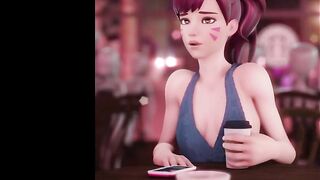 D.VA AND SOMBRA HAVE SOME FUN IN THE CAFE / OVERWATCH HENTAI STORY ANIMATION 60FPS
