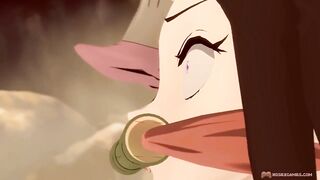 Demon Slayer hentai Nezuko anal creampied by Inosuke 3D animation