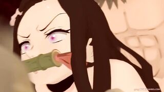 Demon Slayer hentai Nezuko anal creampied by Inosuke 3D animation