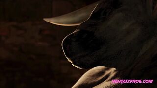 Lady Dimitrescu gets stuck and fucked hard by a BIG BULL - UNCENSORED PARODY