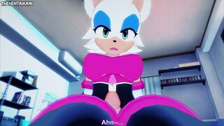Rouge from Sonic Gives You A Footjob Hentai POV