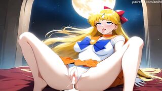Sailor Venus transformed and accidentally lost her clothes