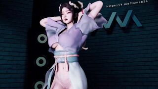 3D asian cute skinny slut have her first time threesome sex