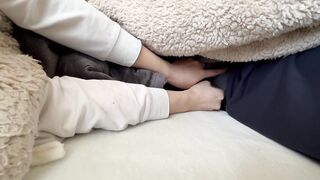 I gave him a hand job on his dick on the bed and made him ejaculate