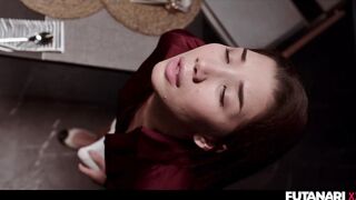 Asian Girl Emiri Momota FUTA Fucked In Restaurant - Sexy Cum Facial With Cock Growing Layla Scarlett