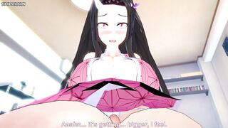 Nezuko from Demon Slayer Gives You A Footjob Hentai POV