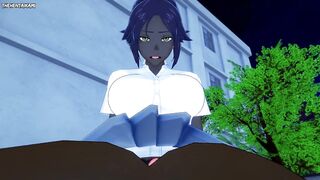 Yoruichi from Bleach Gives You A Footjob Hentai POV